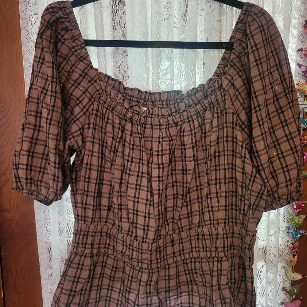 Plaid Off-Shoulder Women's Top